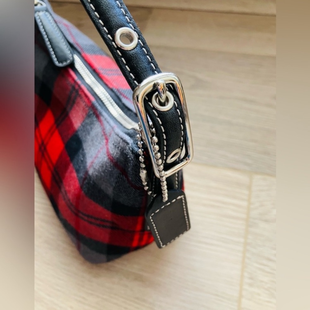 Coach Tartan Plaid Wool Leather Demi Bag Hampton Vintage Y2K Small 8326 - Picture 7 of 13